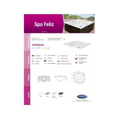 SPA FELIZ C/HID BCA 240X240X84 7010 FORMACRYL