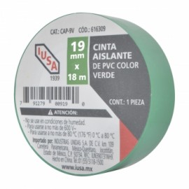 CINTA AISLAR VERDE 19MMX18M 616316 IUSA