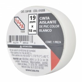 CINTA AISLAR BLANCA 19MMX18M 616315 IUSA